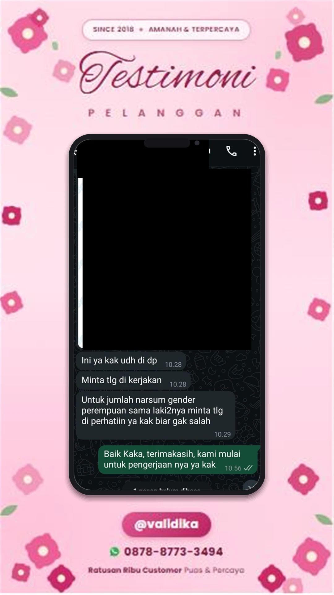Bukti testimoni pelanggan