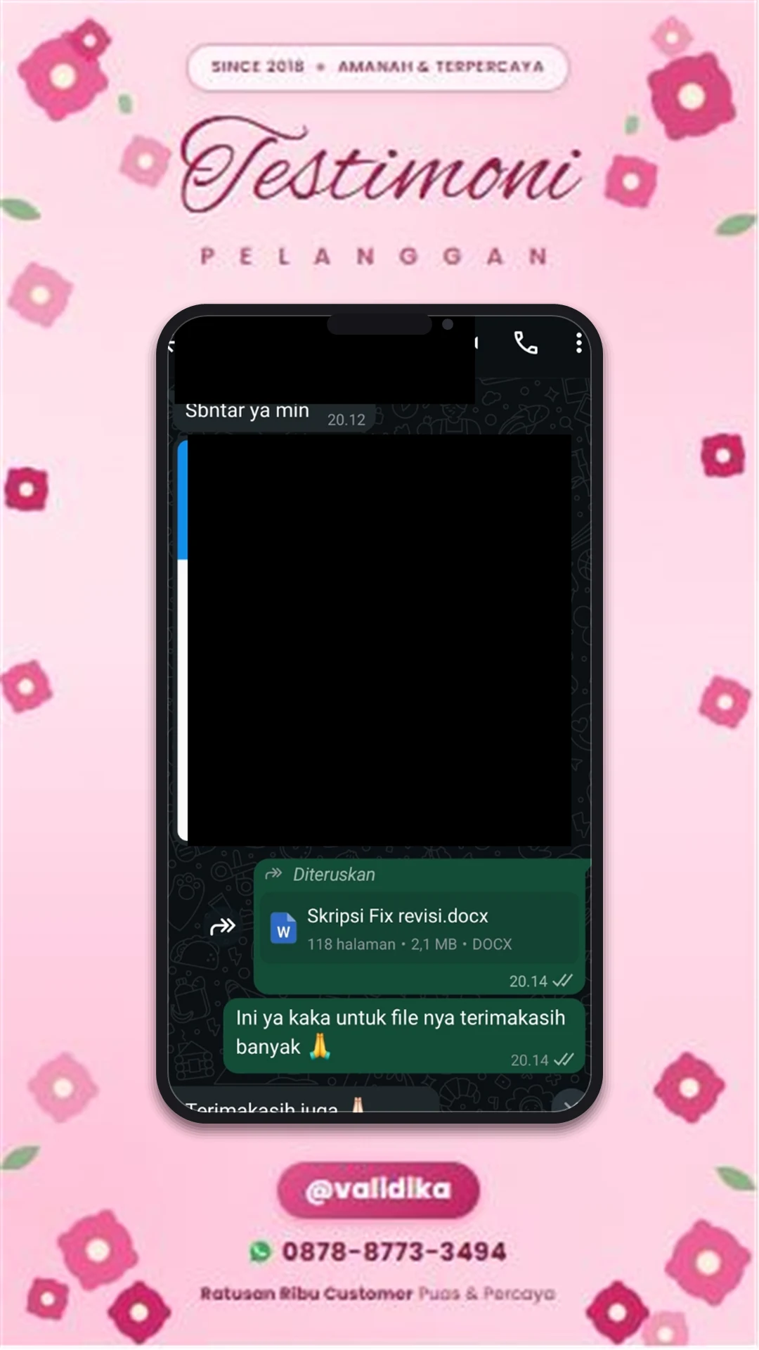 Bukti testimoni pelanggan