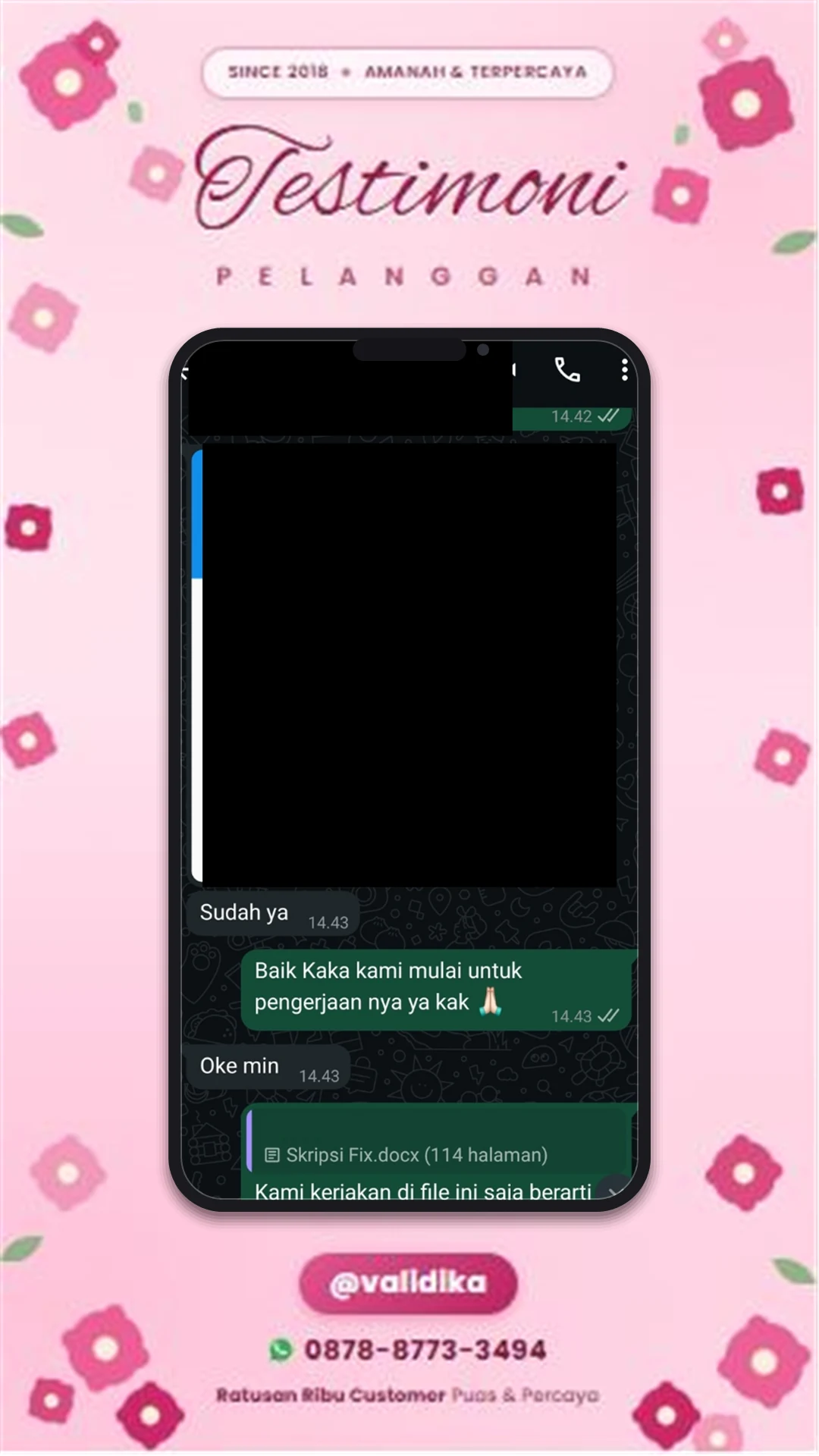 Bukti testimoni pelanggan