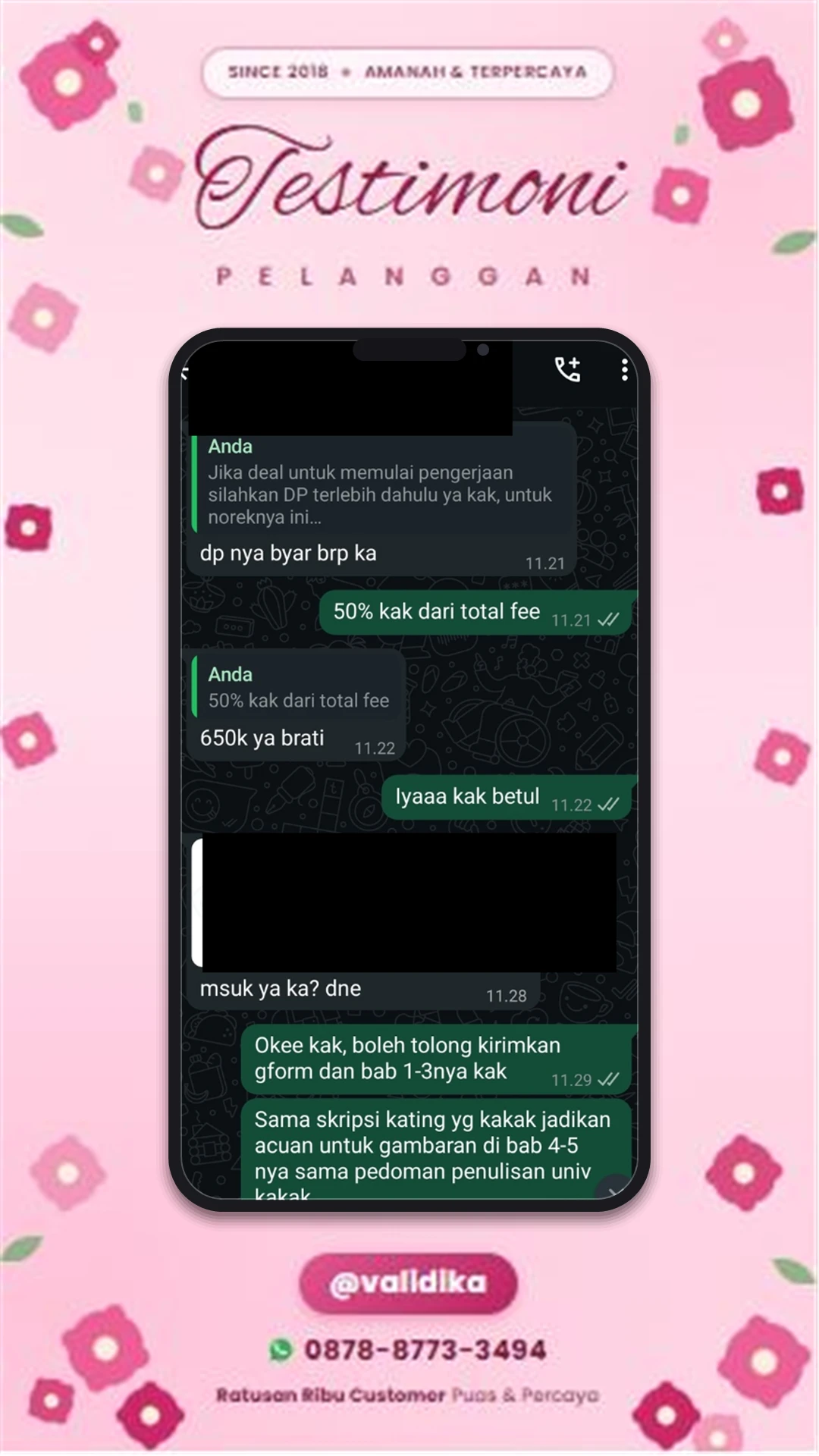 Bukti testimoni pelanggan
