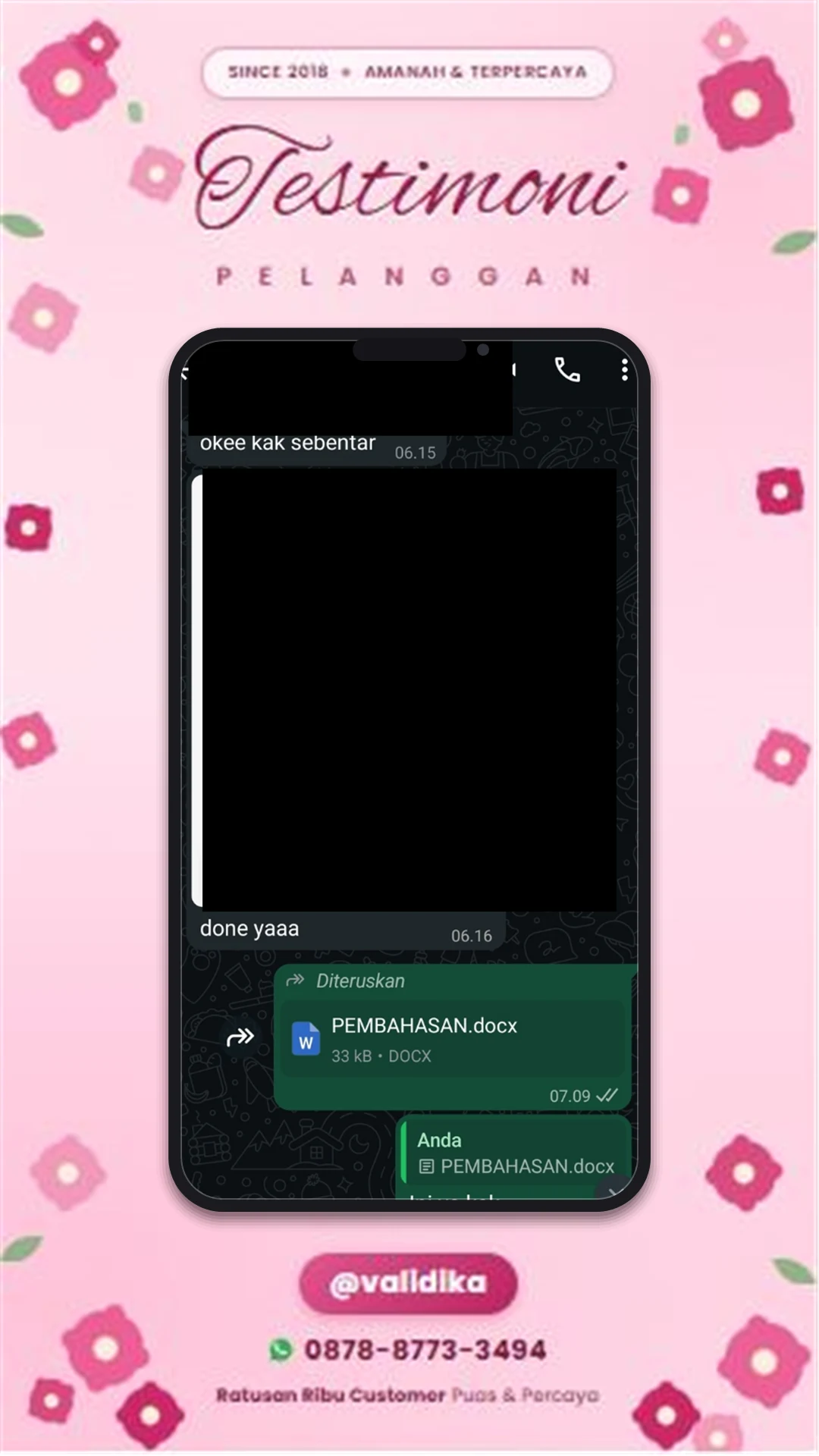 Bukti testimoni pelanggan