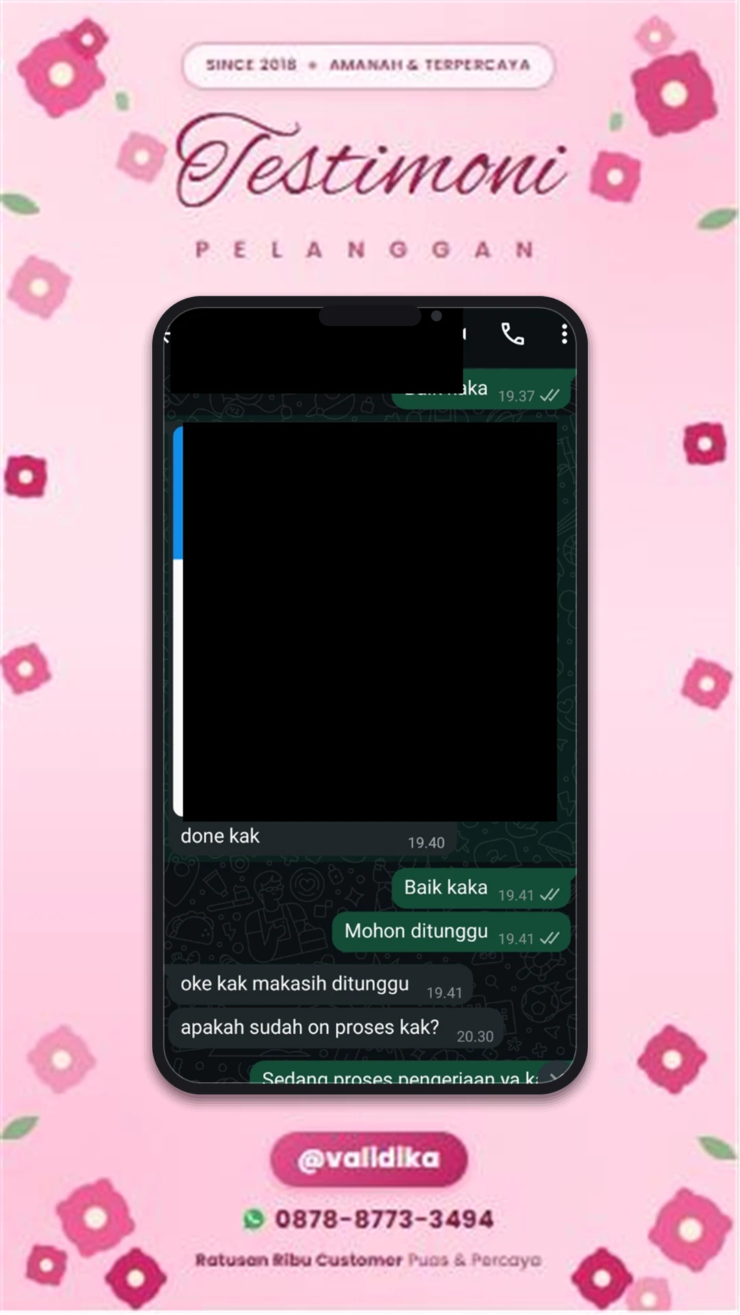 Bukti testimoni pelanggan