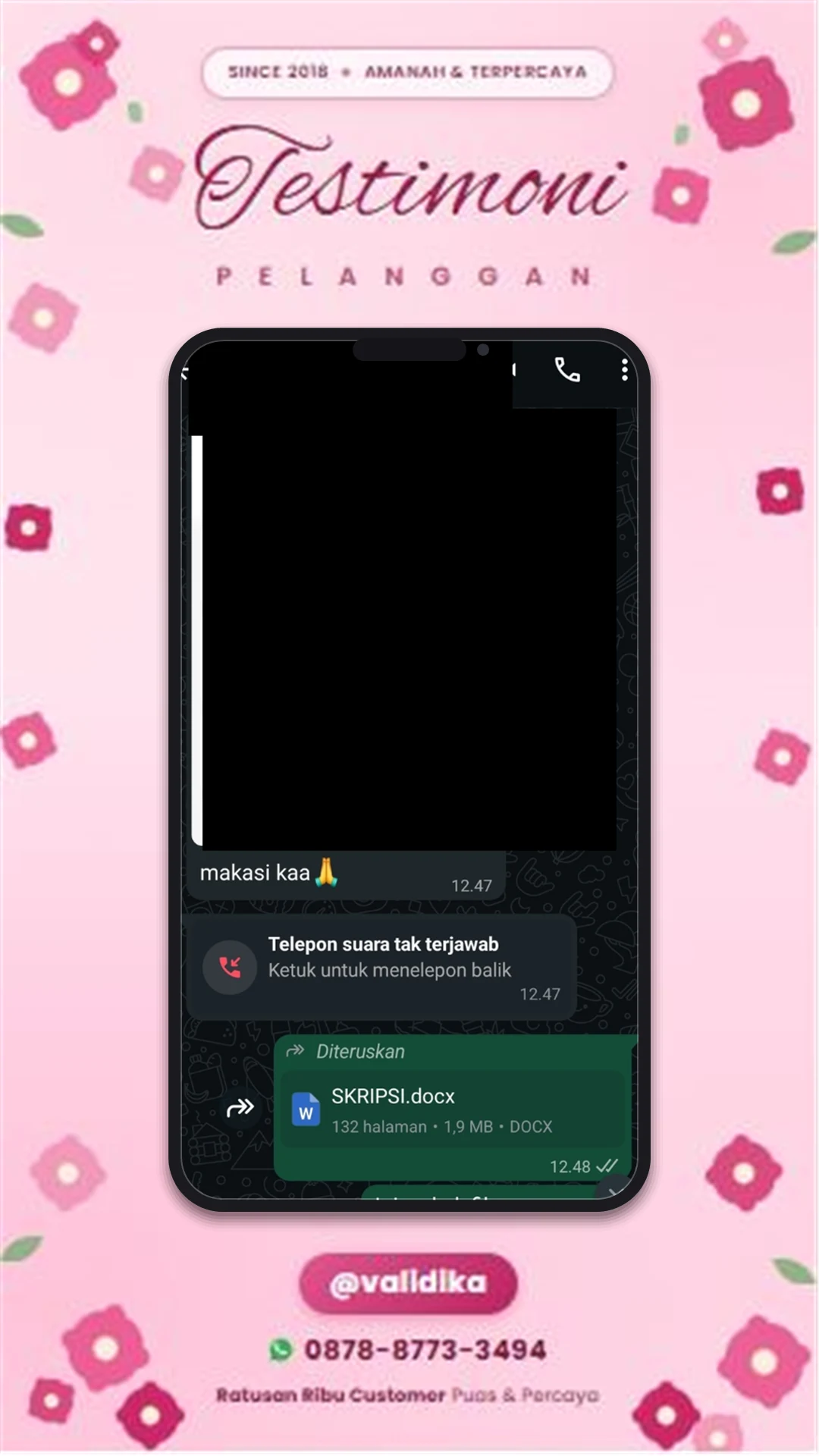 Bukti testimoni pelanggan