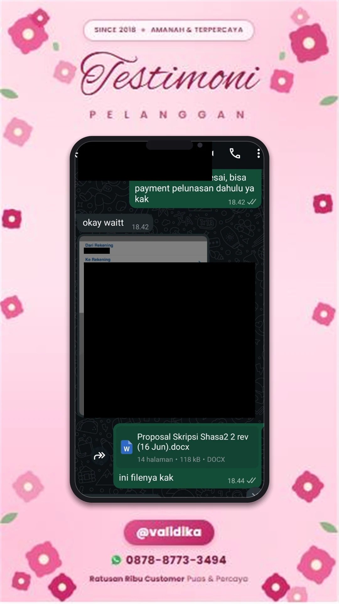 Bukti testimoni pelanggan