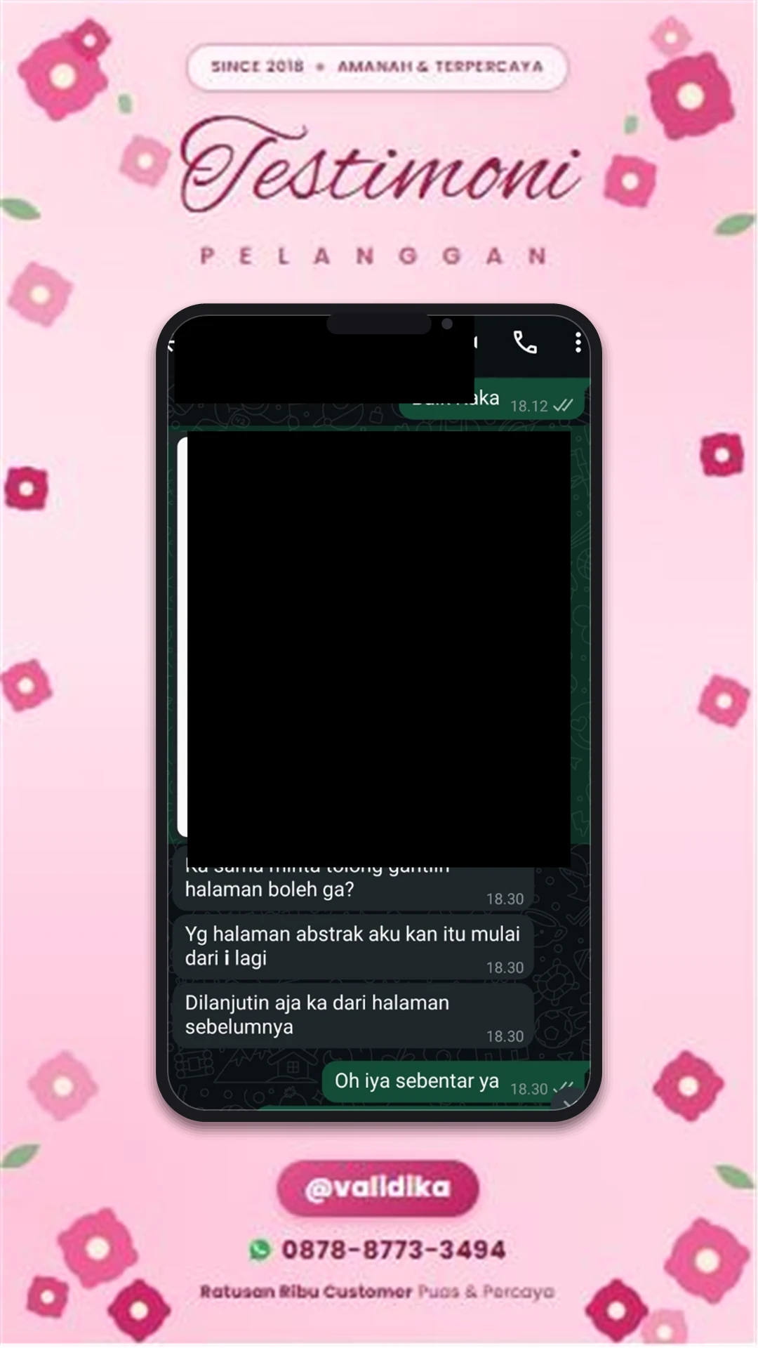 Bukti testimoni pelanggan