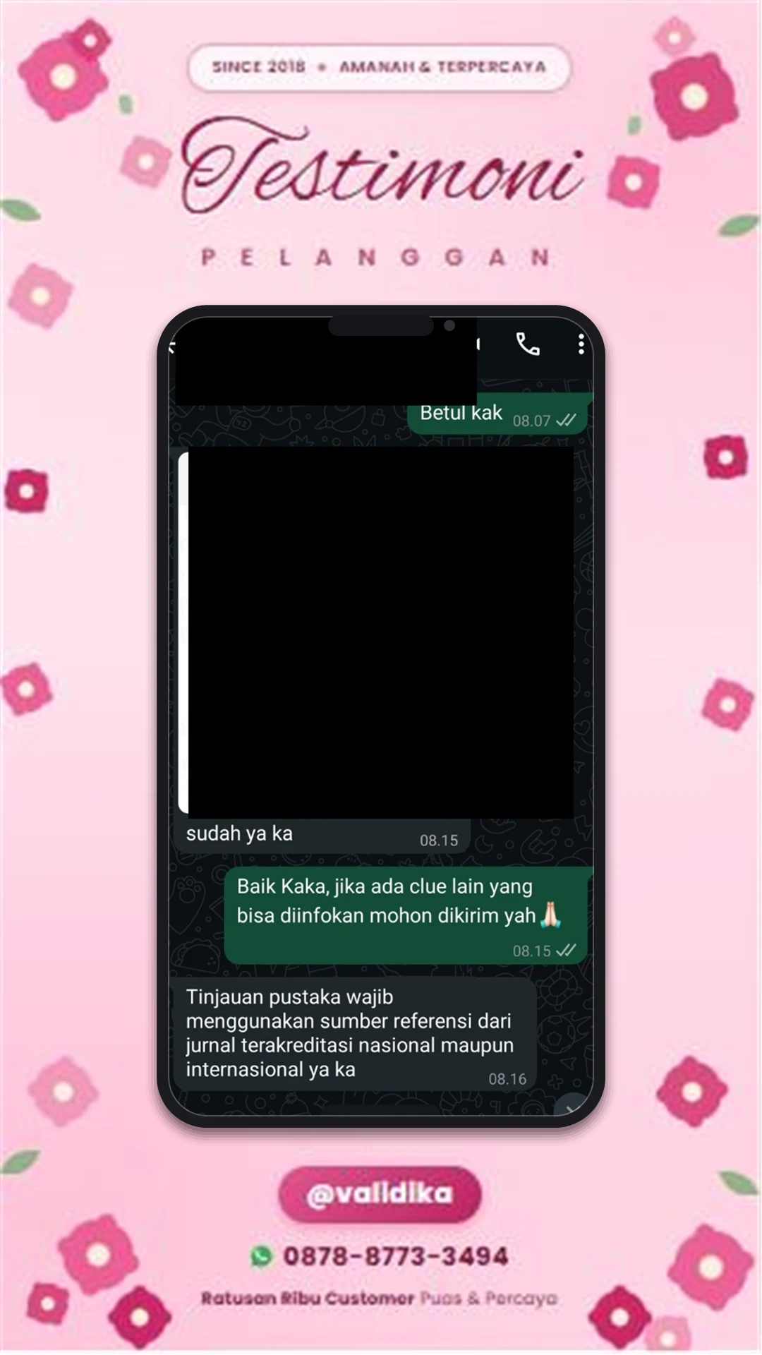 Bukti testimoni pelanggan