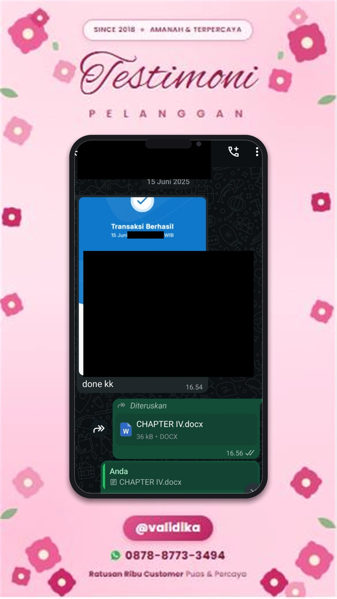 Bukti testimoni pelanggan