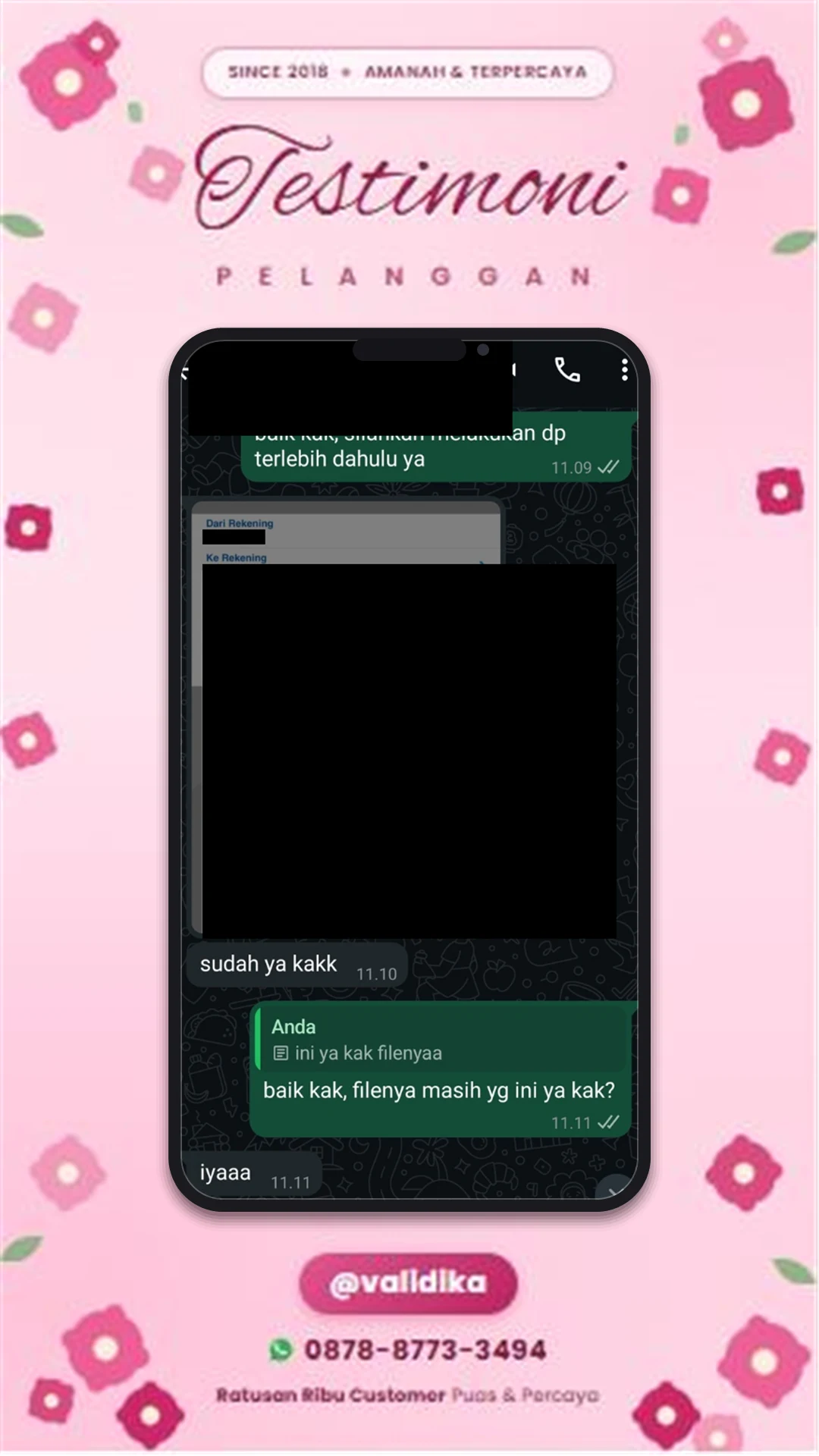 Bukti testimoni pelanggan