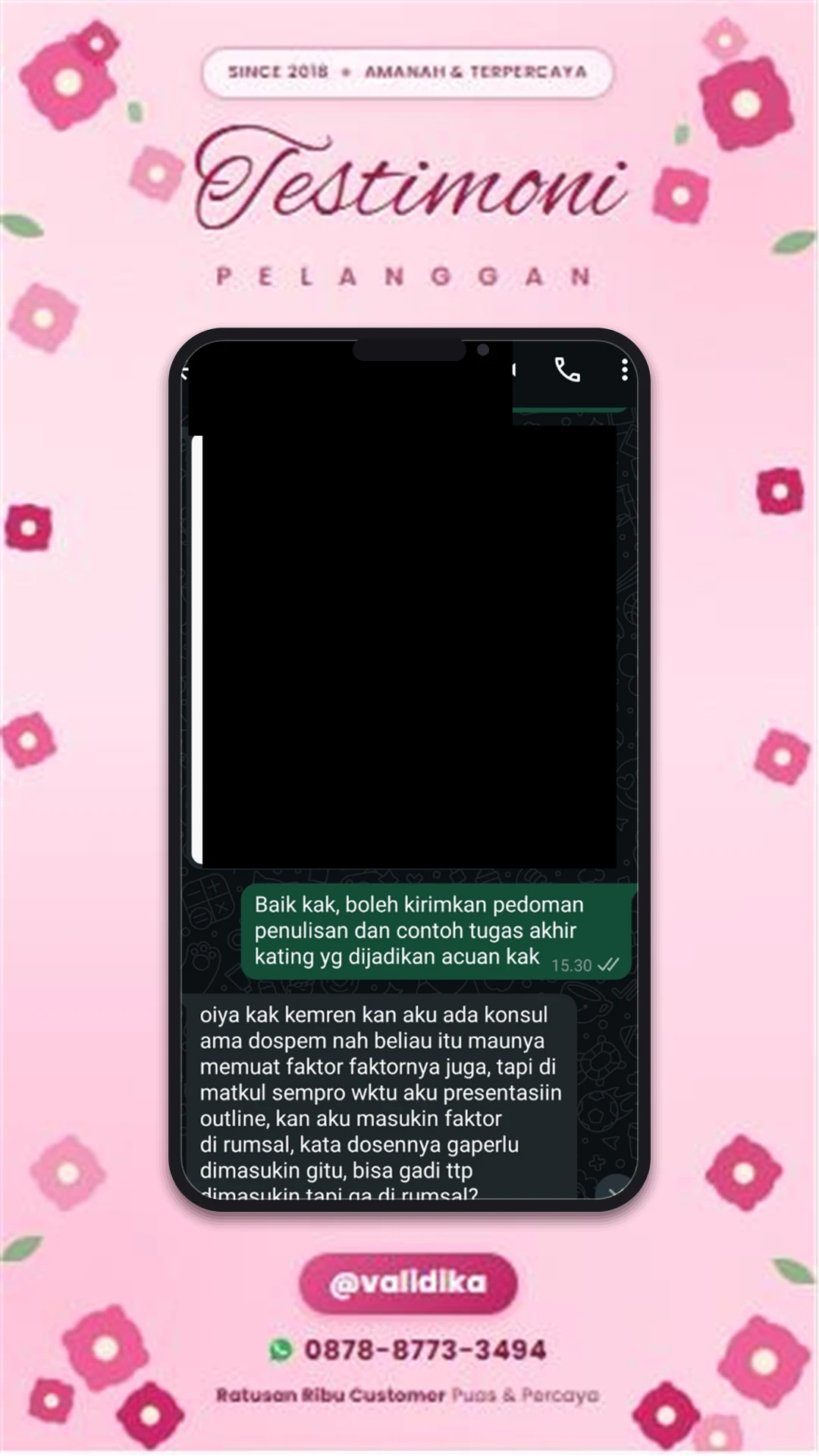 Bukti testimoni pelanggan