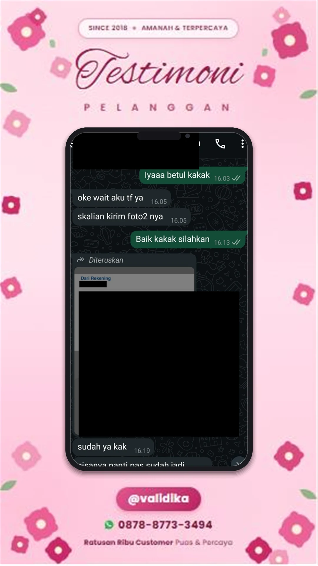 Bukti testimoni pelanggan