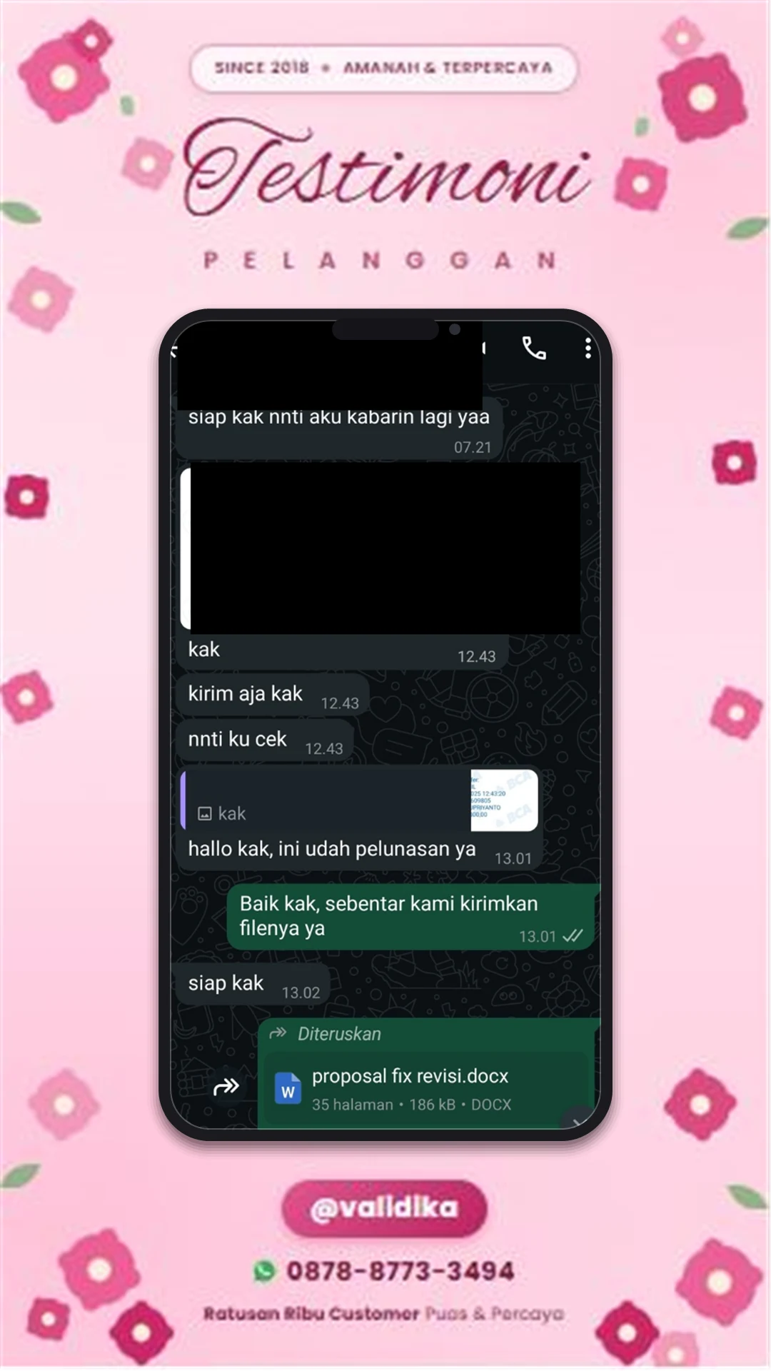 Bukti testimoni pelanggan