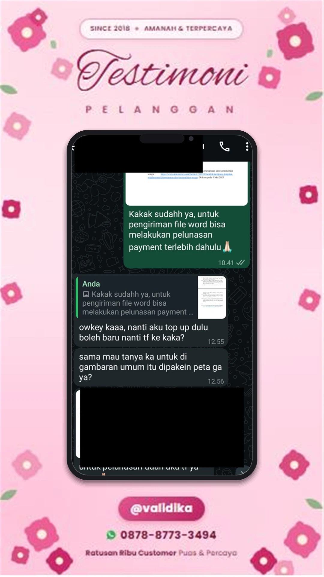 Bukti testimoni pelanggan
