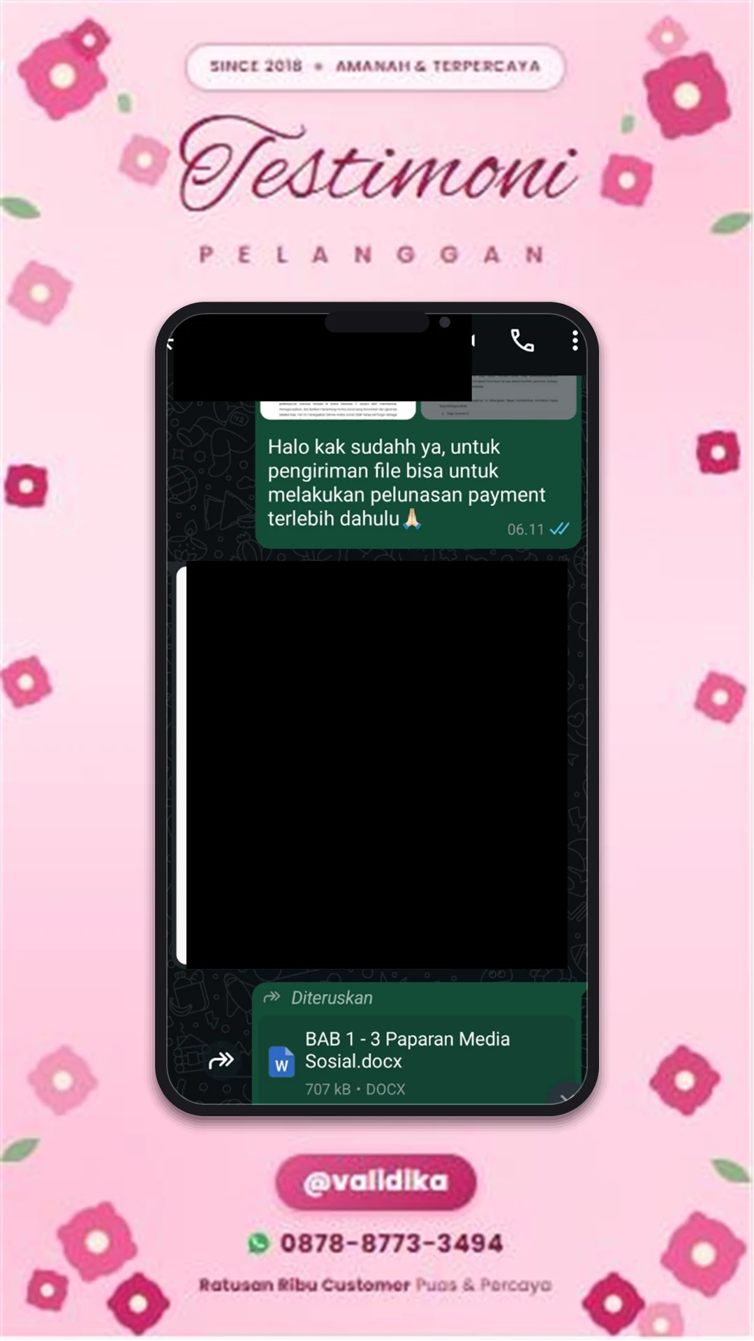 Bukti testimoni pelanggan
