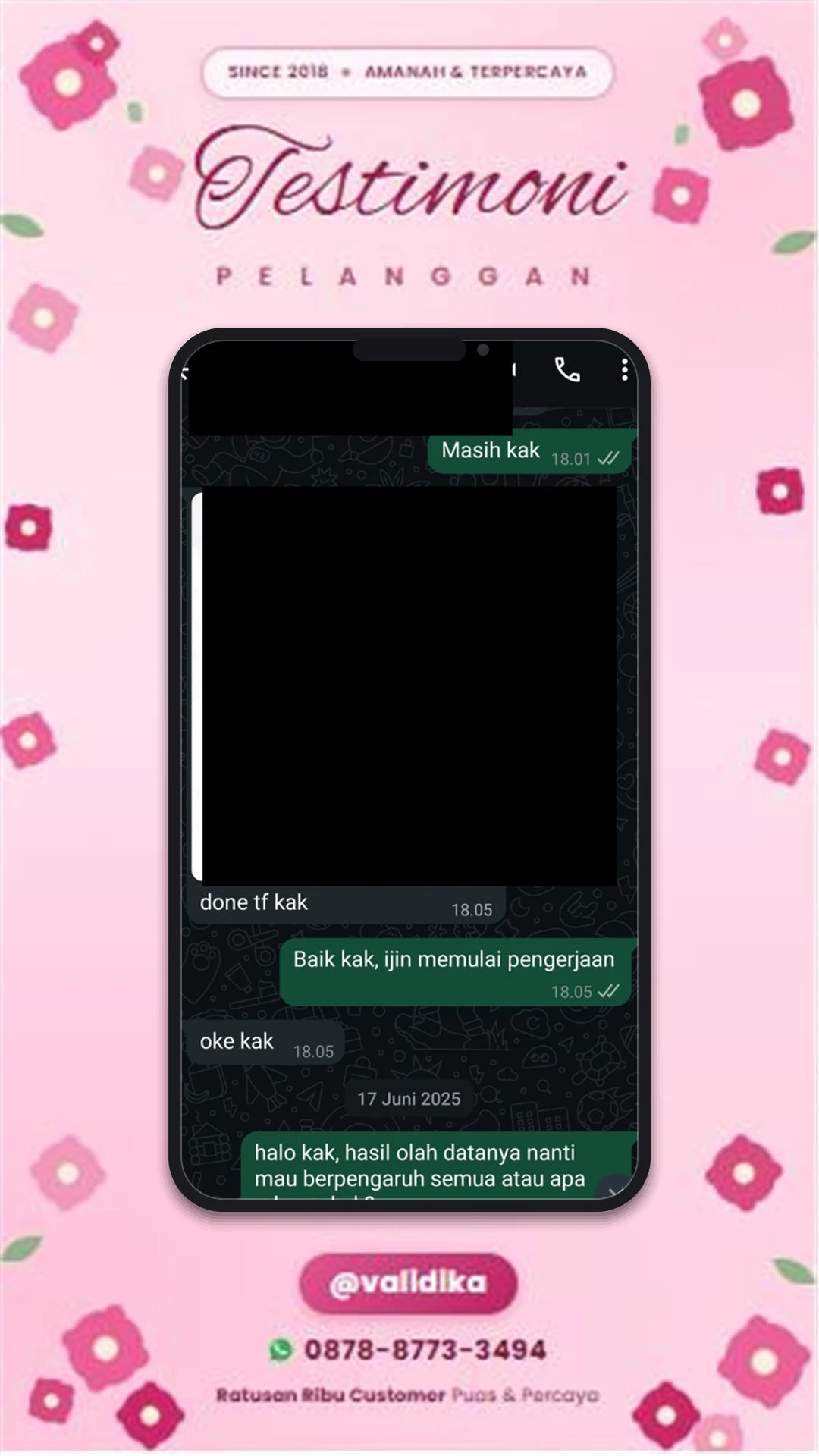 Bukti testimoni pelanggan
