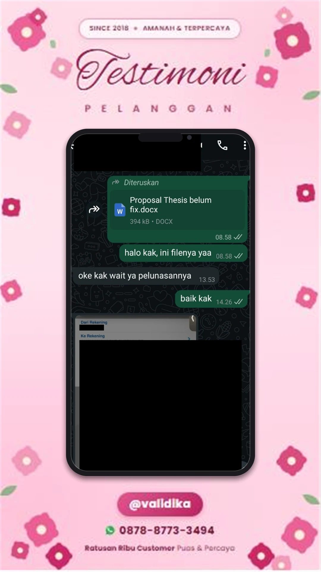 Bukti testimoni pelanggan