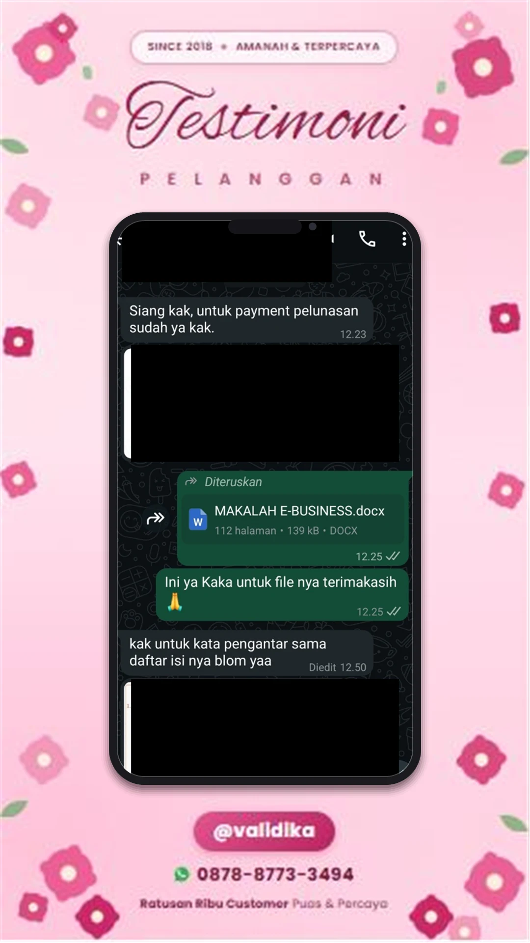 Bukti testimoni pelanggan