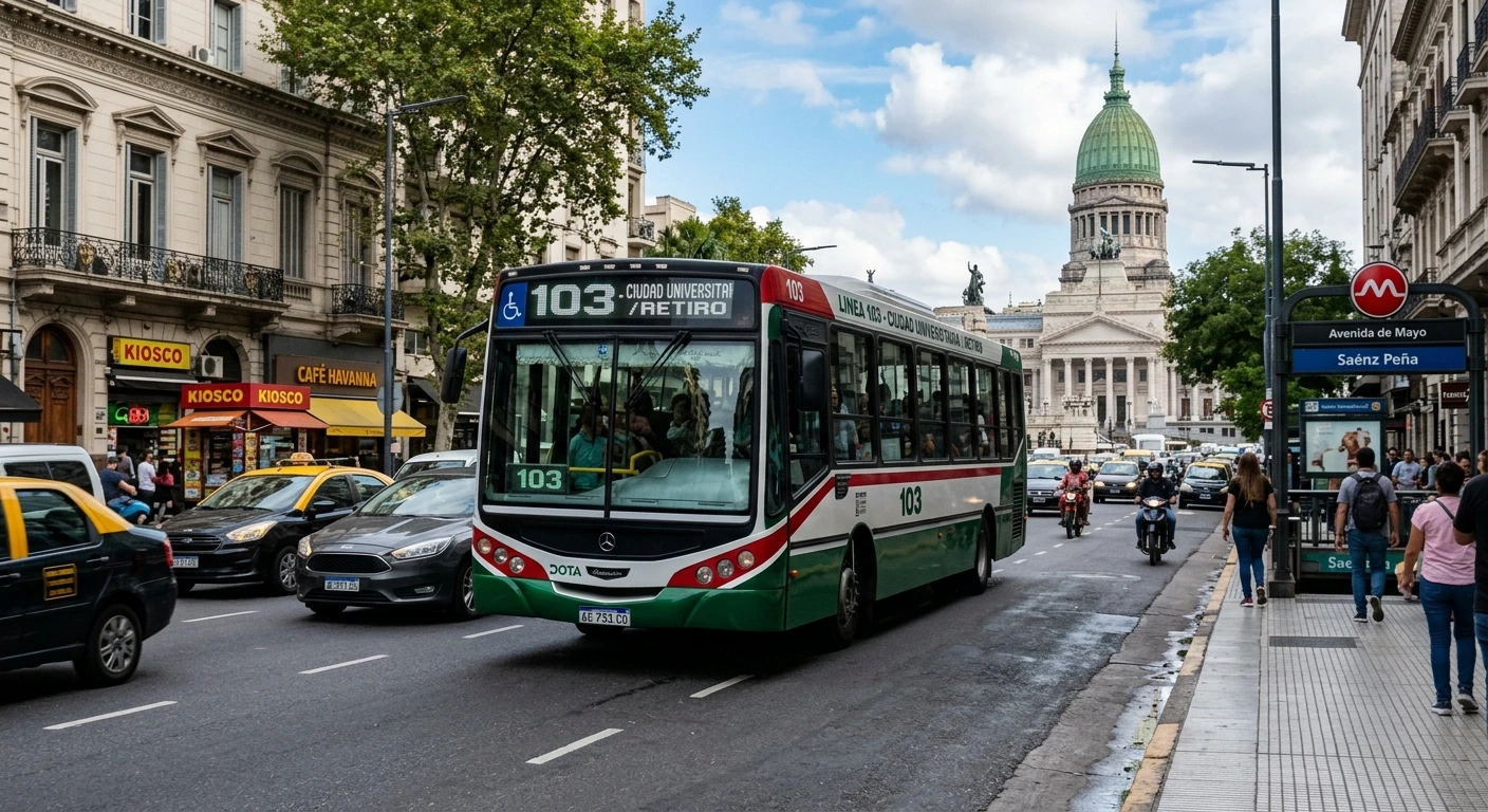 Colectivo de la línea 103 circulando por la Ciudad de Buenos Aires