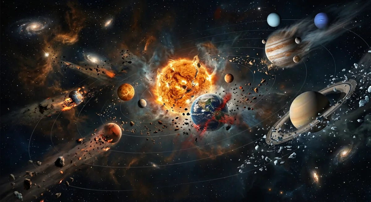 Representación artística de los planetas exteriores del sistema solar