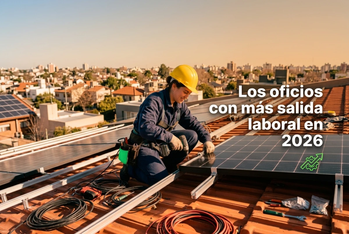 Trabajador realizando una instalación eléctrica durante una capacitación en oficios