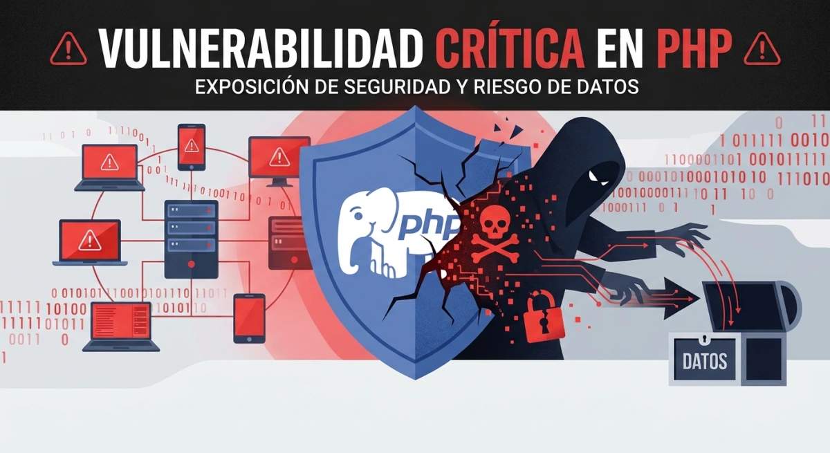 Ilustración sobre la vulnerabilidad crítica en PHP que afectó a sitios web de todo el mundo