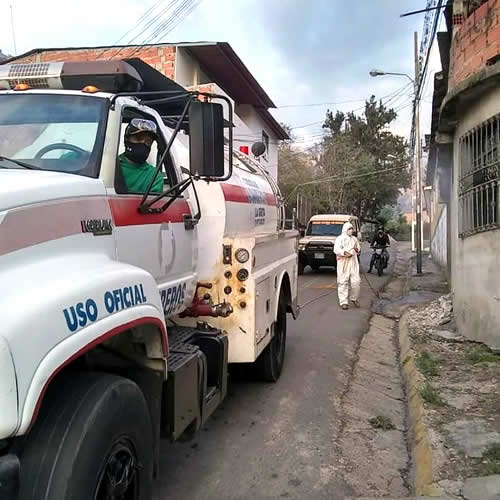Cuerpo de Bomberos de La Grita, desinfección COVID-19