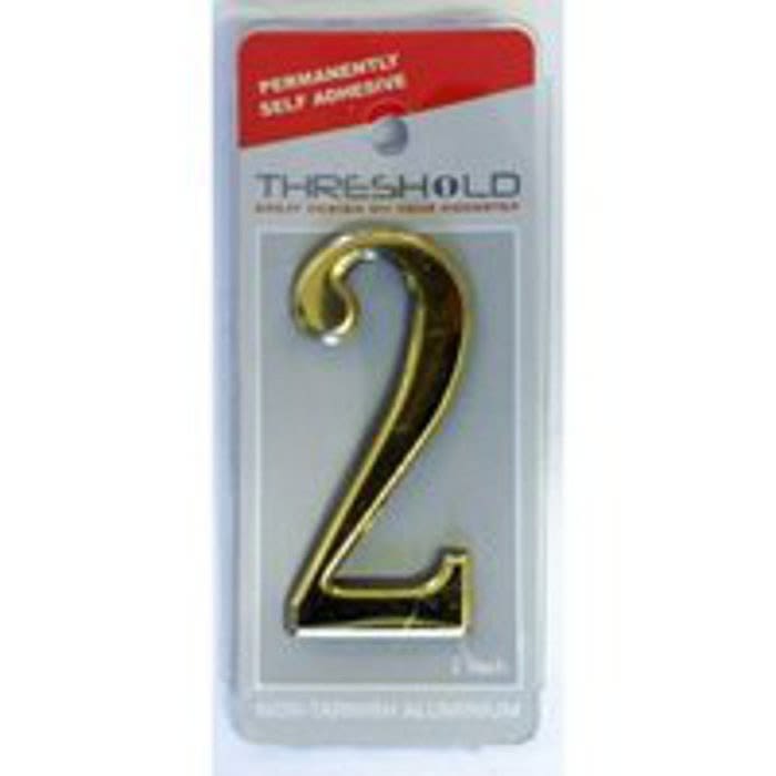 2" Gold Effect Self Adhesive Door Number 2 Ray Grahams DIY Store
