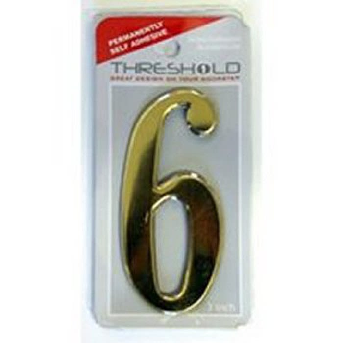 3" Gold Effect Self Adhesive Door Number 6 Ray Grahams DIY Store