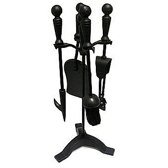 Deville Fireside Turn 5 Piece Companion Set Black