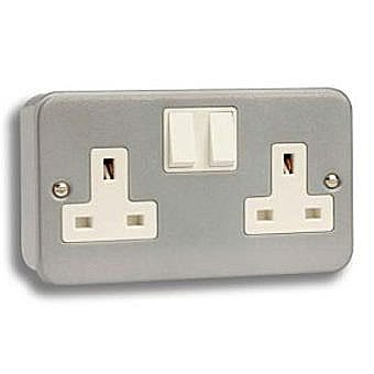 Metalclad 13a Double Switched Socket