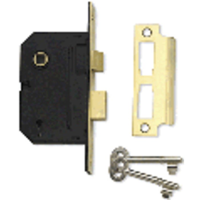 Union 2 Lever Rebated 13mm Mortice Lock Polished Brass 3" Ray Grahams