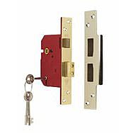 Union 5 Lever Security Mortice Lock 2 1/2" Polished Brass Y2201P