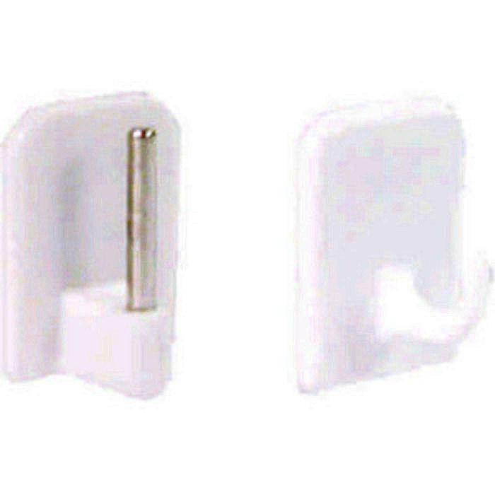 White Plastic Curtain Wire End Hooks With Metal Rod (Pack of 2) Ray