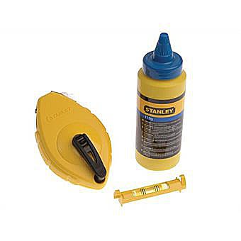 Stanley 047443 Chalk Line 100’ With Blue Chalk And Line Level Pack