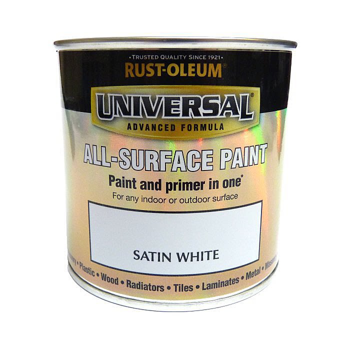 RustOleum Universal All Surface Paint 250ml Satin White Ray Grahams