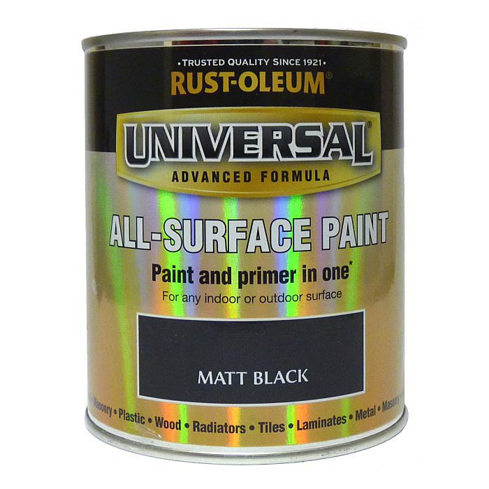 RustOleum Universal All Surface Paint 750ml Matt Black Ray Grahams