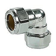 Chrome Compression 90 Degree Elbow 15mm