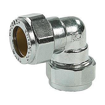 Chrome Compression 90 Degree Elbow 15mm