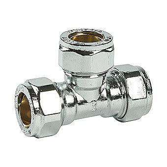 Chrome Compression Equal Tee 15mm