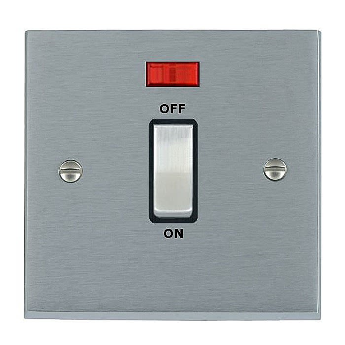 SelectRic Satin Chrome 45 Amp Cooker Switch with Black Inserts
