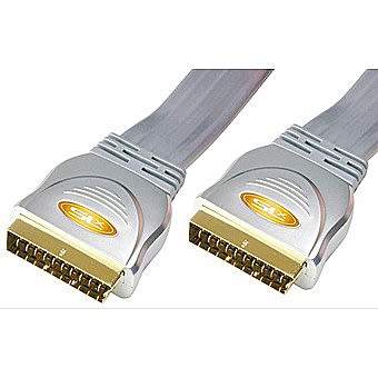 SLX Gold Flat Scart To Scart Lead 1.5 Metre 20 Pin
