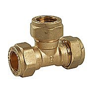 Compression Brass Equal Tee 28mm