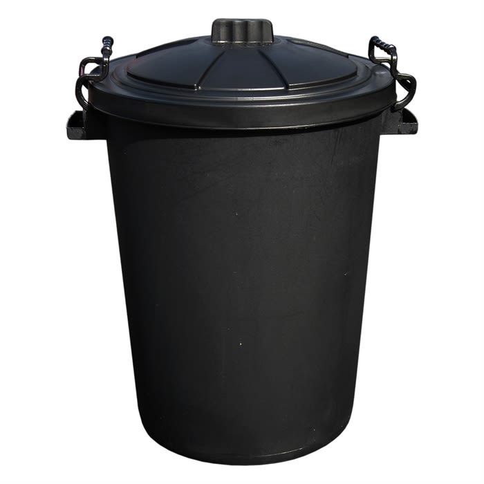 Black Plastic Dustbin With Clip Lid Ray Grahams DIY Store