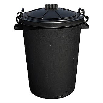 Black Plastic Dustbin With Clip Lid 110 Litre