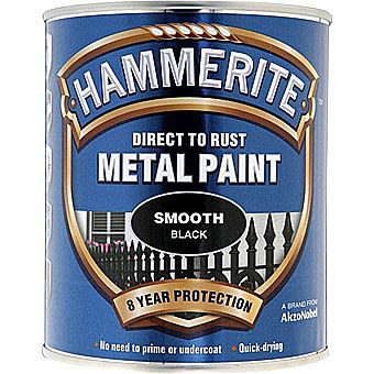 Picture of Hammerite Direct To Rust Metal Paint Smooth Black