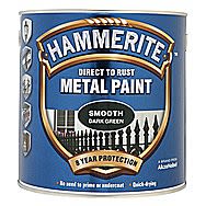 Hammerite Direct To Rust Metal Paint Smooth Dark Green 0.25 Litres