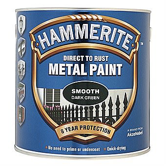 Hammerite Direct To Rust Metal Paint Smooth Dark Green 0.25 Litres