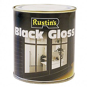 Rustins Black Gloss Paint Interior and Exterior Use 0.5 Litre