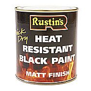 Rustins Heat Resistant Black Paint Matt Black 0.5 Litre
