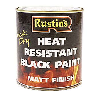 Rustins Heat Resistant Black Paint Matt Black 0.5 Litre