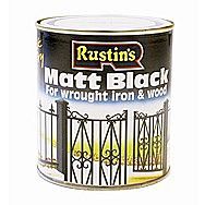 Rustins Matt Black Quick Drying Paint 0.5 Litres